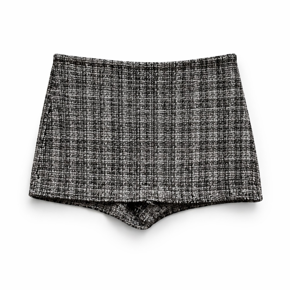 Zara Black Gold Metallic Tweed Skort
